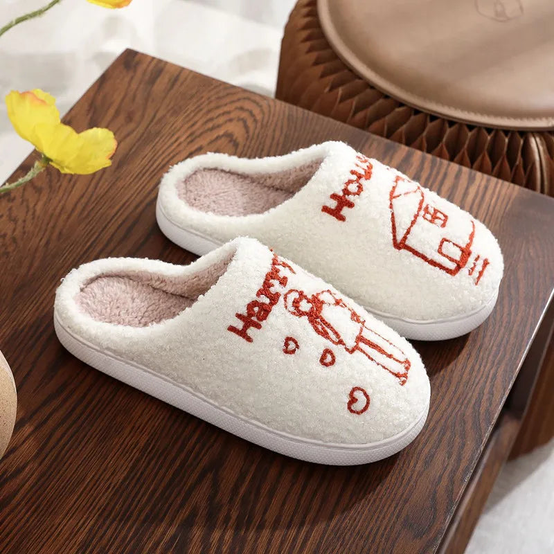 Women's Plush Slippers European American Idol Harry's House Cotton Slippers 2024 Winter New Warm Home Couple Shoes Indoor Shoes