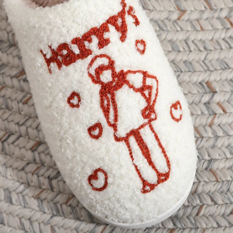 Women's Plush Slippers European American Idol Harry's House Cotton Slippers 2024 Winter New Warm Home Couple Shoes Indoor Shoes