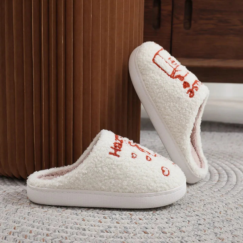 Women's Plush Slippers European American Idol Harry's House Cotton Slippers 2024 Winter New Warm Home Couple Shoes Indoor Shoes