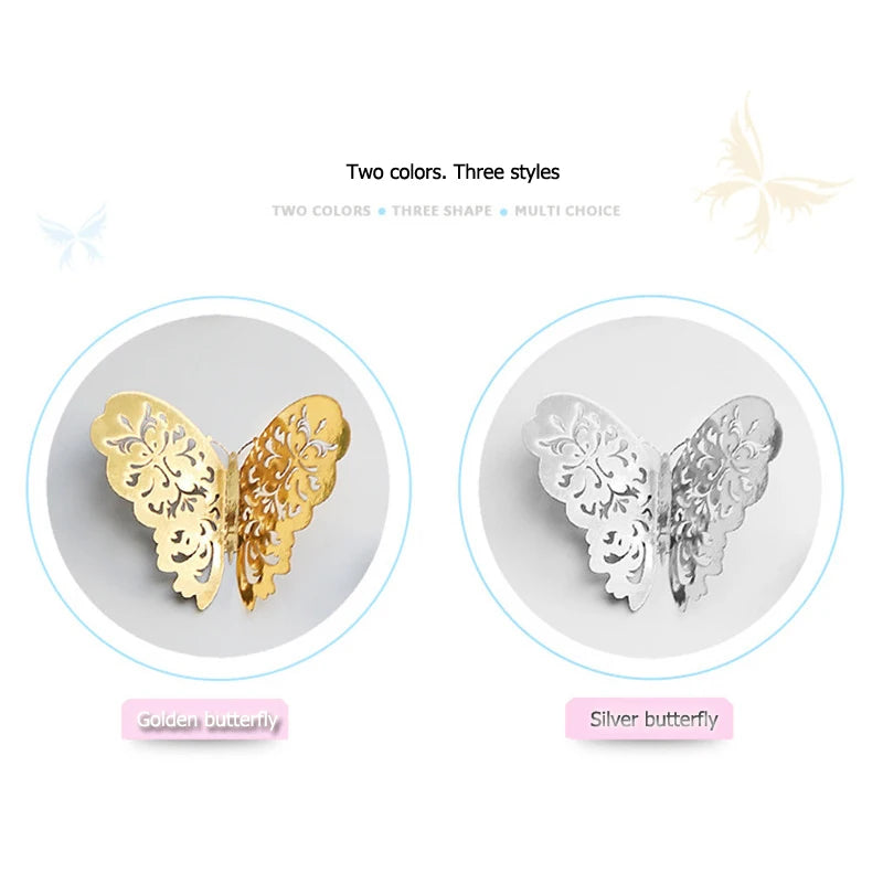 12Pcs Hollow 3D Butterfly Wall Sticker For Home Decoration DIY Butterflies Fridge Decals Room Self Adhesive Party Wedding Decor