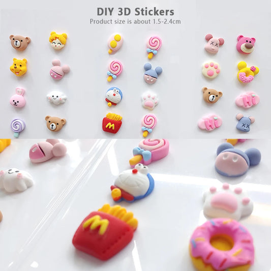 Cute 3D Water Cup Stickers Sports Fitness Graduated Straw Cup Water Bottle Refrigerator Sticker 3D Gift Stickers Random Style