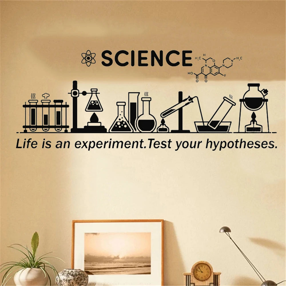 Science Inspire Quotes Wall Decal Vinyl Chemical Lab School Classroom Nursery Decor Life Sticker Bedroom Kids Room Mural DW21143