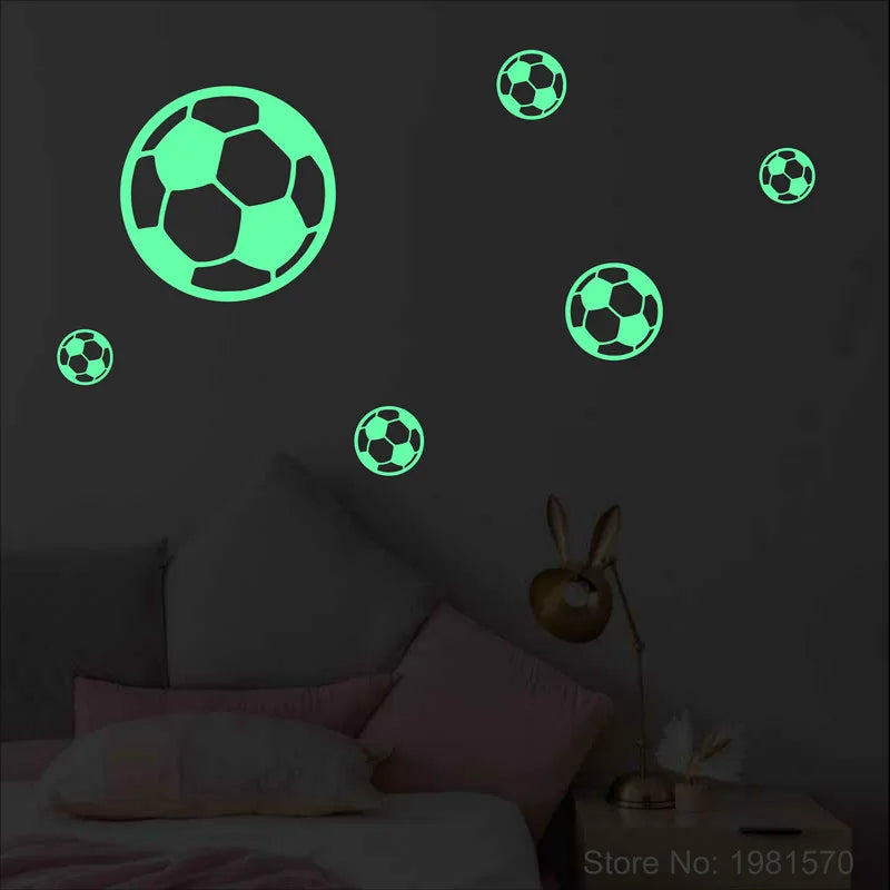 Glow in the Dark Football Stickers Kids Room Boy Bedroom TV Background Soccer Ball Wall Stickers Car Decor Sports Vinyl Decal