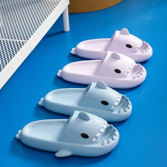 Cute Shark Slippers Platform Women Men Indoor Bathroom Cloud Slides Couples Summer Soft Eva Female Male Beach Flip Flops