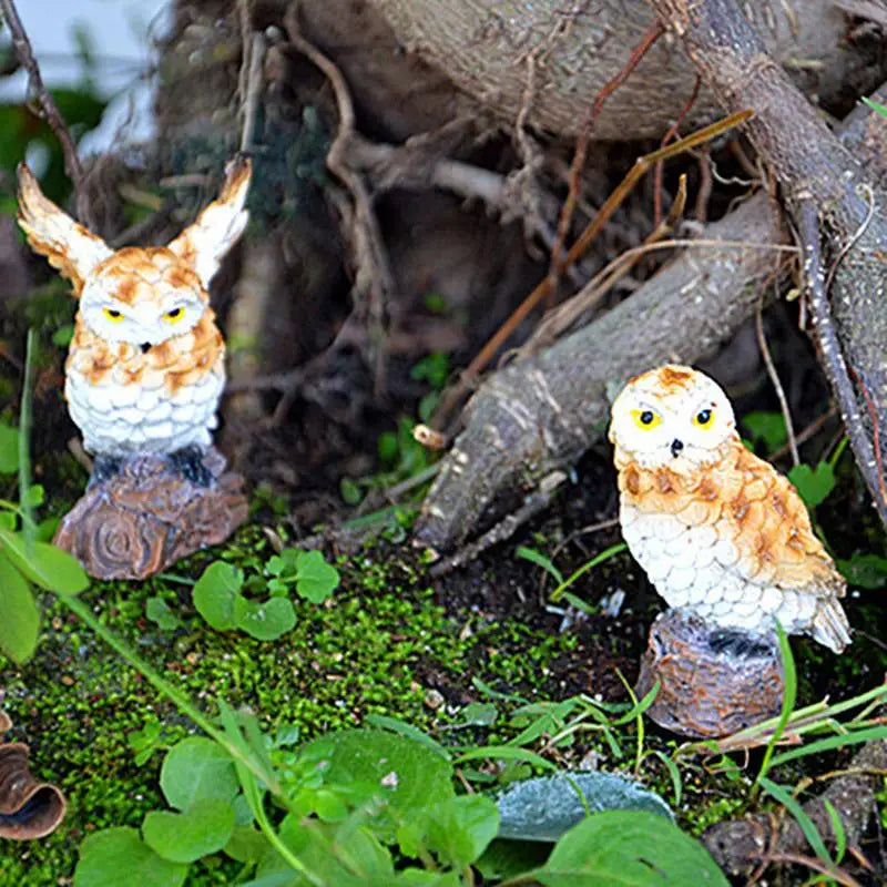 Garden Owl Figurines Realistic Animals Landscape Miniature Fairy Decoration For Moss Landscape Bonsai Crafts Home Decor