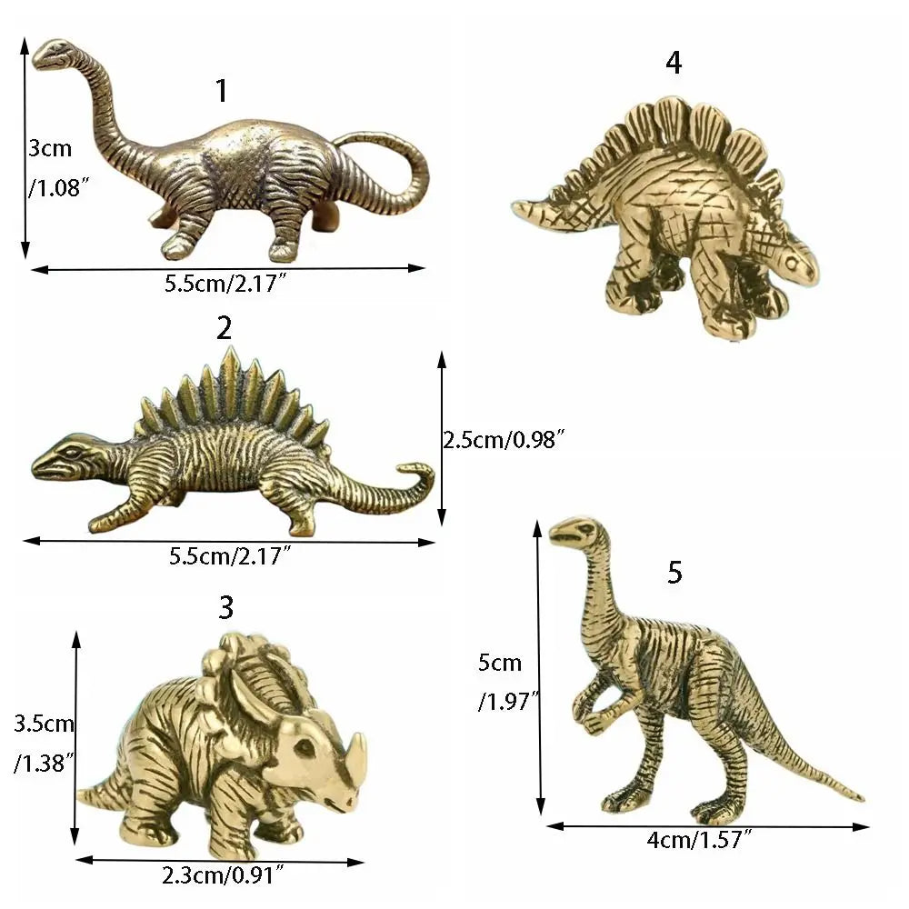 Solid Brass Jurassic Dinosaur Small Statue Office Desktop Ornaments Tea Pet Crafts Animal Figurines Miniatures Children Toy Gift