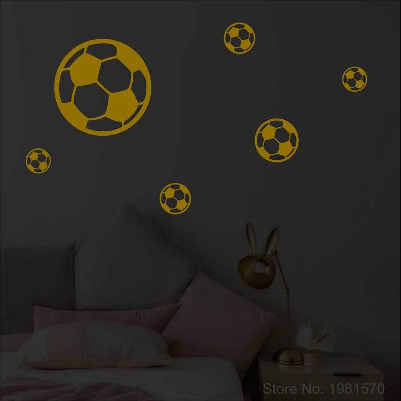 Glow in the Dark Football Stickers Kids Room Boy Bedroom TV Background Soccer Ball Wall Stickers Car Decor Sports Vinyl Decal