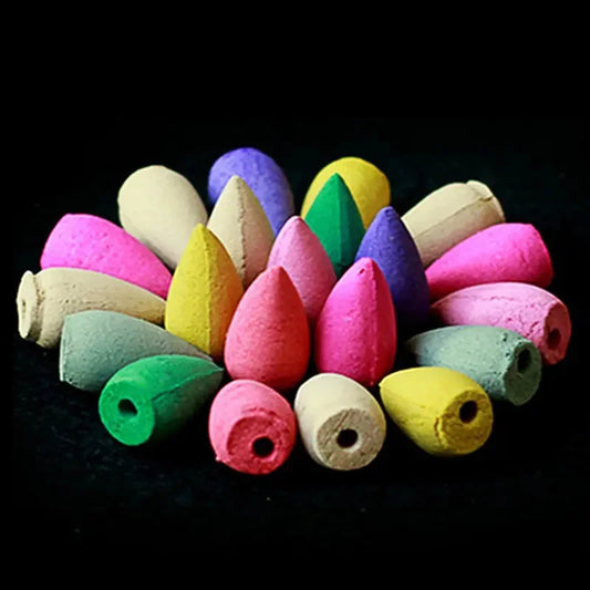 20pcs, Mix Natural Reflux Incense Rose Jasmine Lavender Cones Backflow Incense Cones, Sandalwood Mix Incense Cones, Natural