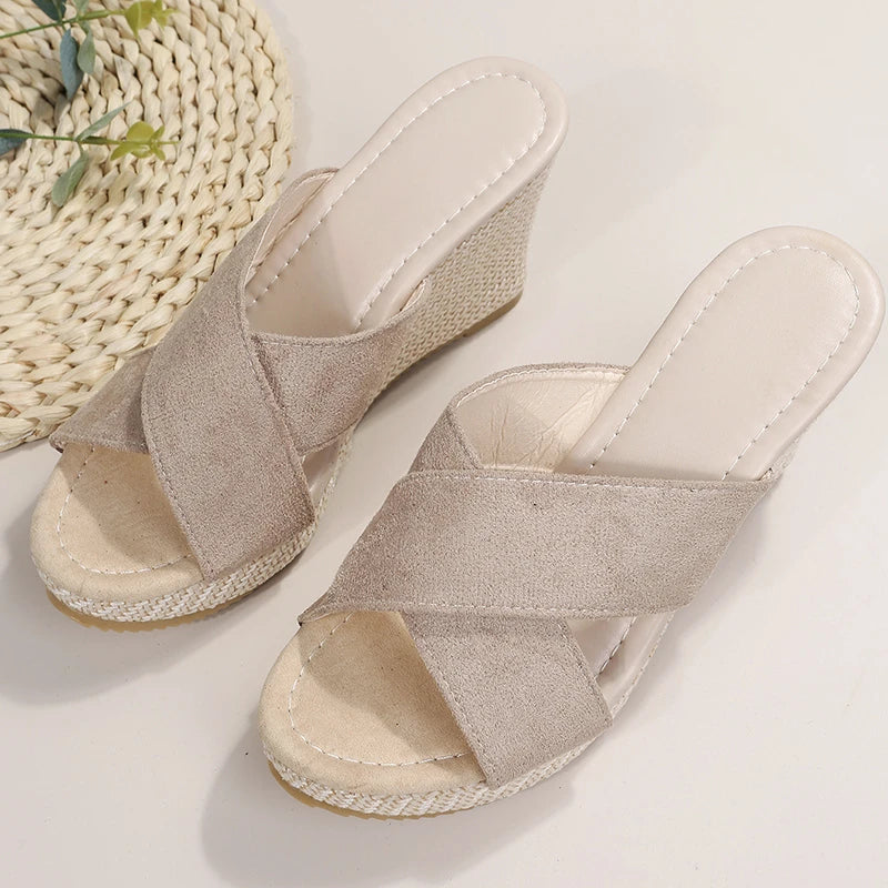 2024 Summer New Fashion Wedge Casual Waterproof Platform Platform Slippers Thick Sole High Heel Sandals for Women