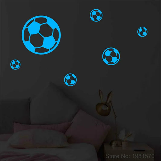 Glow in the Dark Football Stickers Kids Room Boy Bedroom TV Background Soccer Ball Wall Stickers Car Decor Sports Vinyl Decal