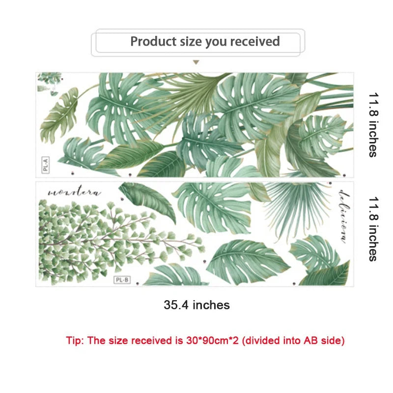 Nordic Style Tropical Plants Leaves Wall Stickers for Living Room Bedroom Eco-friendly Vinyl Wall Decals Art Poster Home Decor