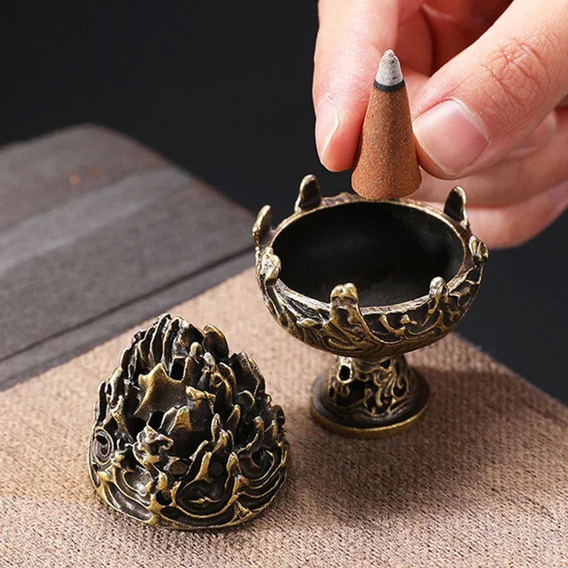 Alloy Mini Boshan Incense Burner Chinese Ancient Home Indoor Decoration Sandalwood Stick Cense Holder Desk Ornaments