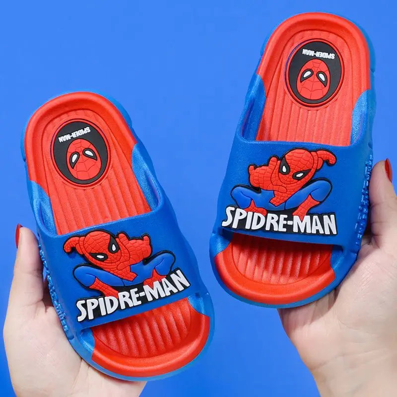 Disney Children's Home Slippers Summer Cartoon Bathroom Shower Soft Sole Anti Slip Open Peep Toe Red Blue EVA Shoes Size 24-40