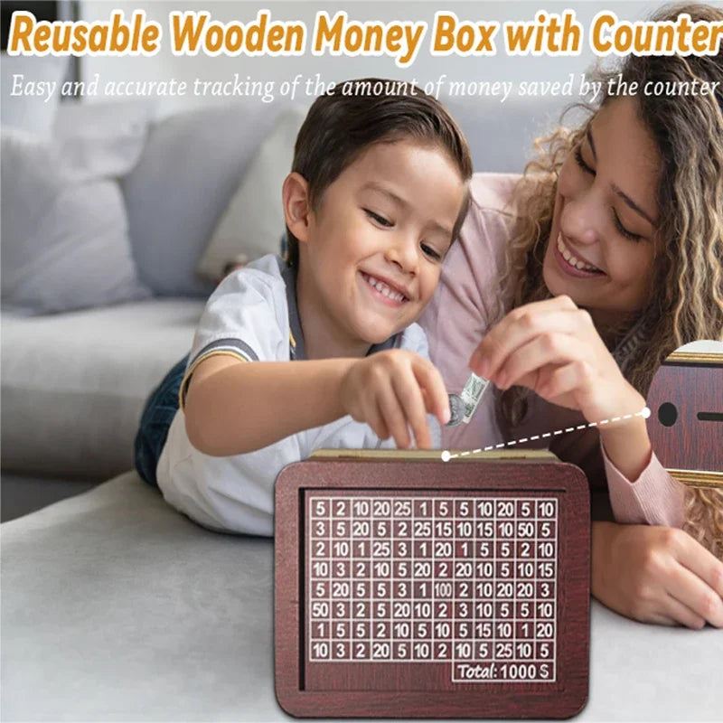 Money Box Savings Time for Saving Period Coins €10000 Japanese Piggy Bank Budget with Counter Goal Numbers Retro Moneybox