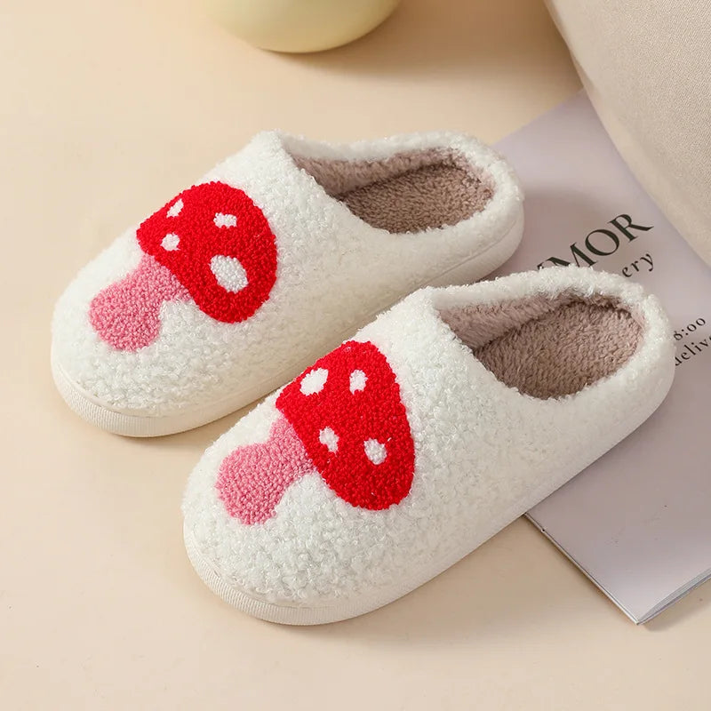 Houseshoes Cust Big Small Heart Women's Slippers Non Slip Soft Smile Gift for Ladies Indoor Winter Warm Fluffy Cozy Comfy Shoes