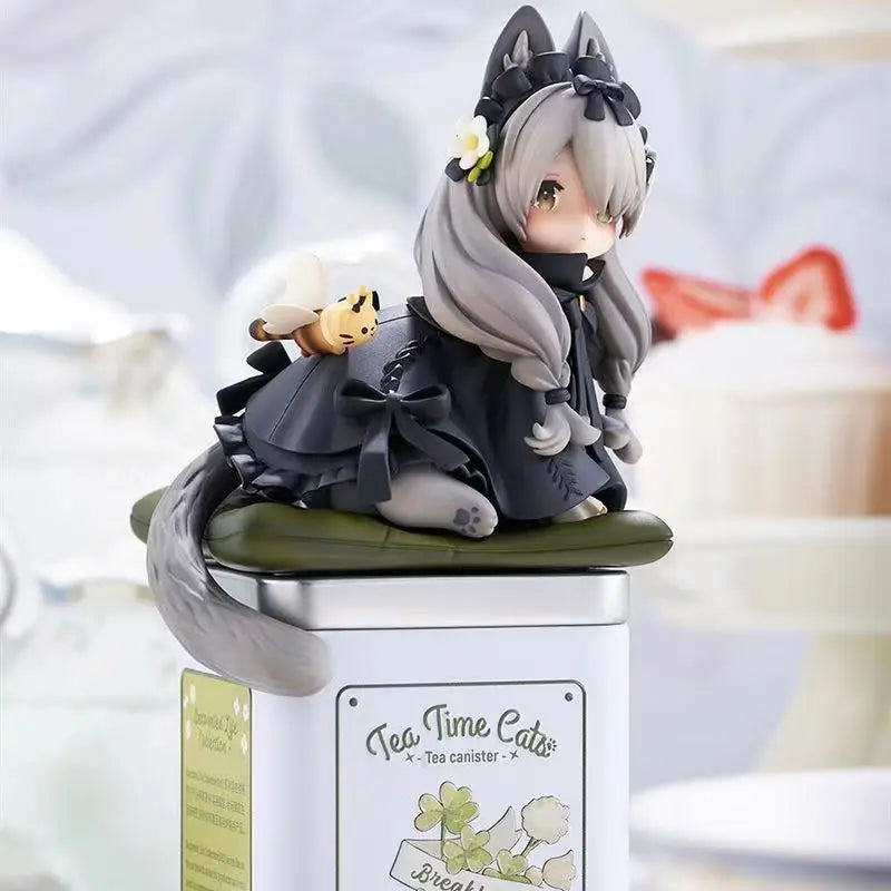 Cat Girl Lolita Figure Tea Box Anime Cute Ribose Star Statue Figurines Tea Can Jar Organizer Livingroom Decoration Home Ornament