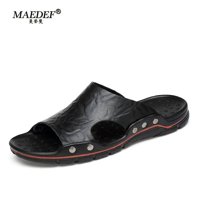 MAEDEF Summer 2024 New Men Slippers Soft PU Outdoor Slides High Quality Comfortable Lightweight Beach Shoes Outdoor Man Sandal