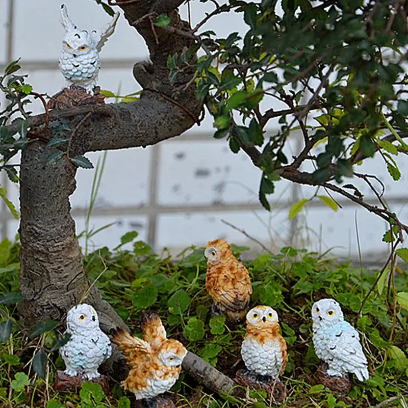 Garden Owl Figurines Realistic Animals Landscape Miniature Fairy Decoration For Moss Landscape Bonsai Crafts Home Decor