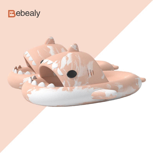 Bebealy Classic Shark Slippers Cute Women's Sandals Summer Lovely Non-slip Women Flat Sandals Outdoor Waterproof Beach Sandals