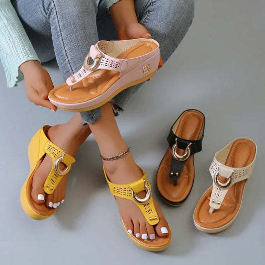 2024 Summer Women's Sandals Rome Wedges Slippers Causal Platform Beach Shoes Plus Size 42 Flip Flops Comfortable Ladies Slides