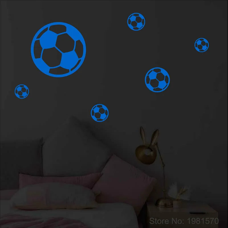 Glow in the Dark Football Stickers Kids Room Boy Bedroom TV Background Soccer Ball Wall Stickers Car Decor Sports Vinyl Decal