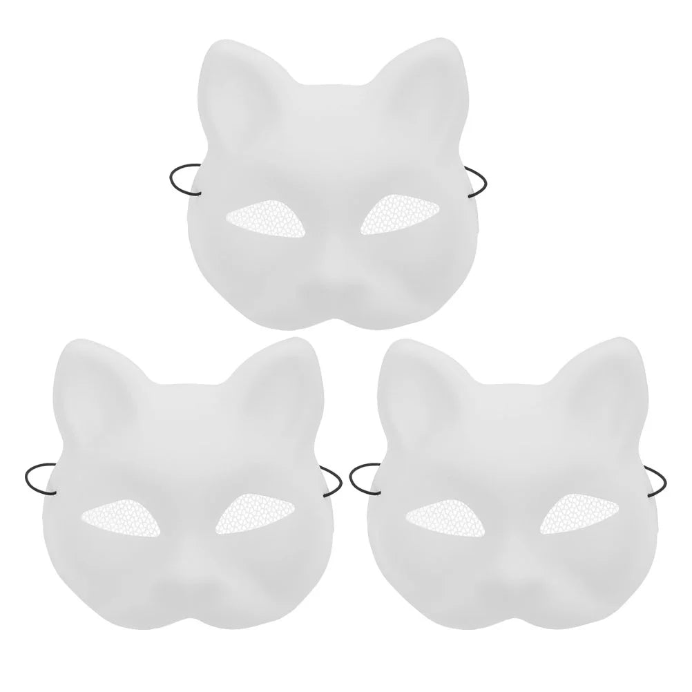 3 Pcs Set Pet Mask Wolf Animal Drawing Abs Cat Masquerade Face for Night Club Therian