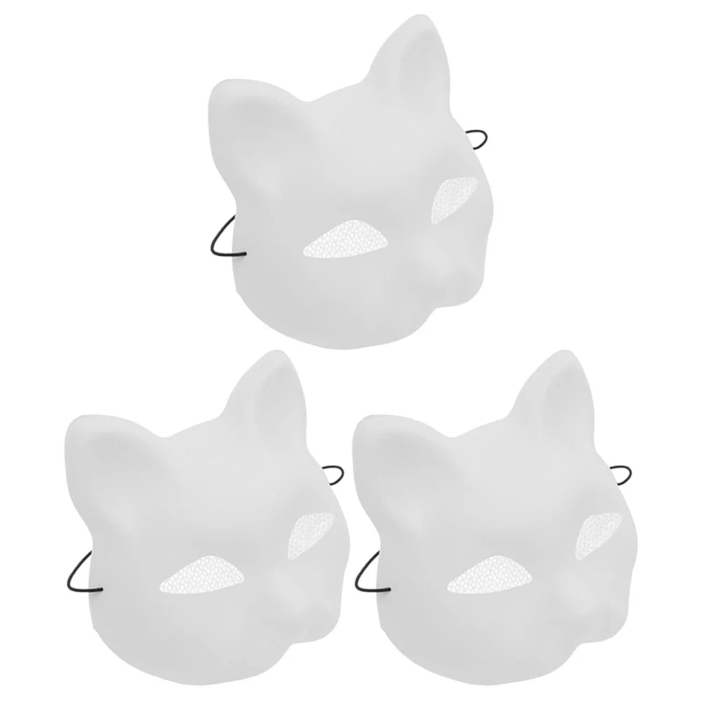 3 Pcs Set Pet Mask Wolf Animal Drawing Abs Cat Masquerade Face for Night Club Therian