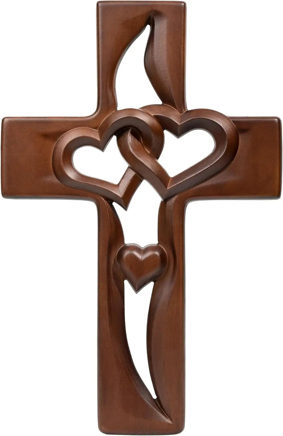 Intertwined Hearts Wooden Cross Handmade Wooden Carved Heart Crafts Wedding Memorial Gift Ideas Living Room Hanging Decoration