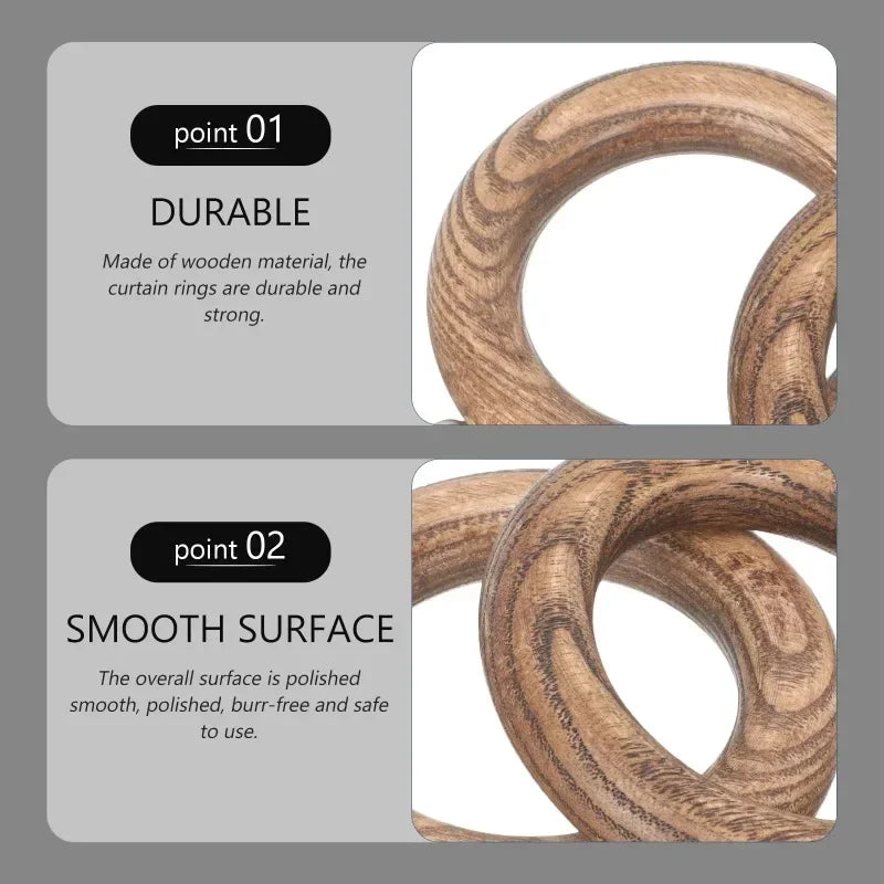 Solid Wood Curtain Buckle for Household Stainless Steel Ring Hook Accessories Roman Rod Ring Sling Sleeve Wooden Ring Buckle