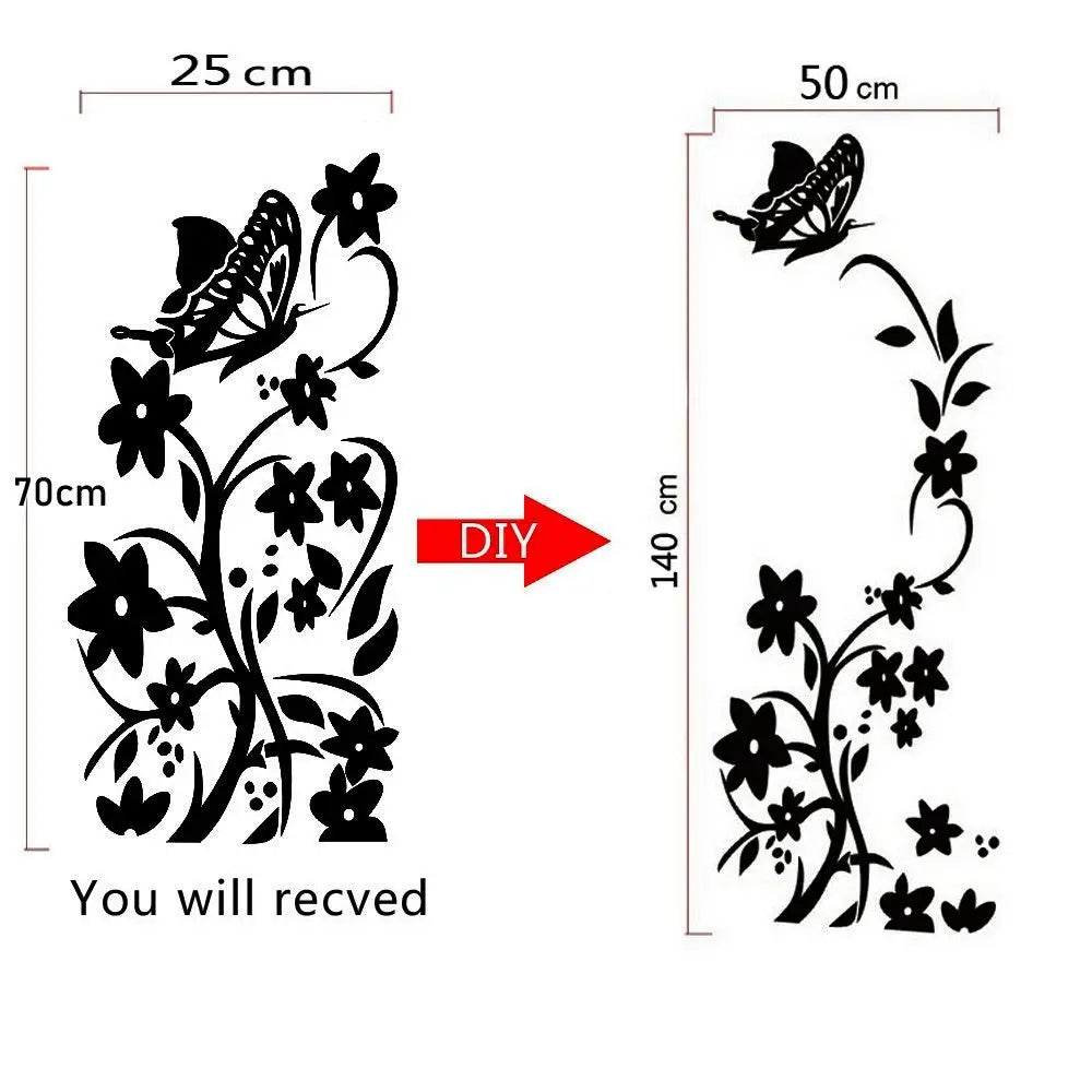 High Quality Creative Wall/Door/Refrigerator Black Sticker Butterfly Pattern Wall Stickers Home Decoration Kitchen Wall ArtDecor