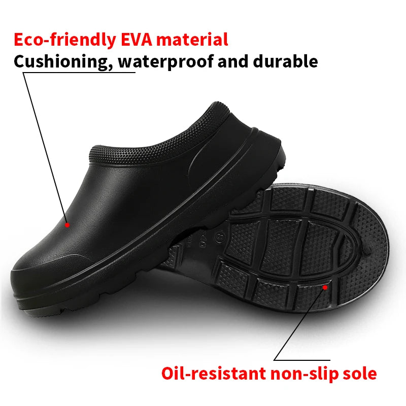 Men Summer Slipper Kitchen Clogs Chef Shoes Work Flip-flop Waterproof Oil-proof Sandal Non-Slip Garden Rubber Slippers For Male