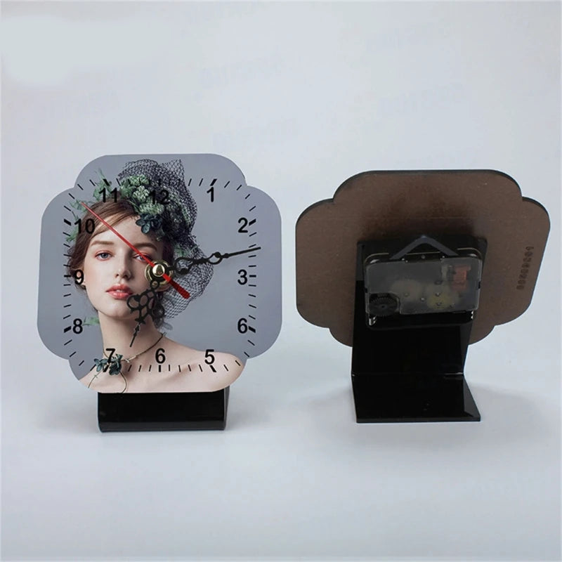 Sublimation Blank Photo Frame Clock for Heat Transfer Printing DIY Sublimation Clock Decoration for Bedroom Home Office