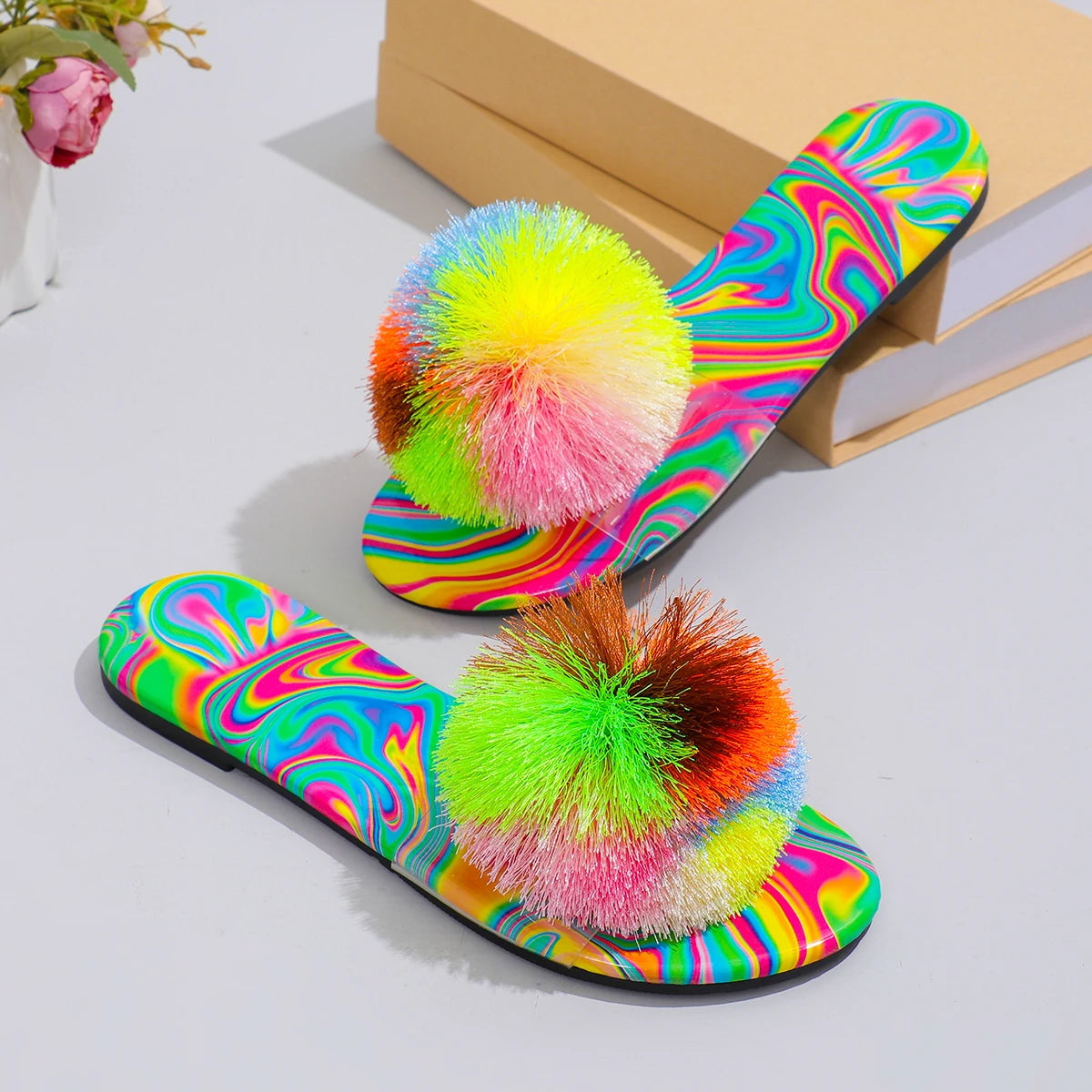 Ladies Summer sandals Fashion Casual Flat Retro Slippers Crystal Shoes Sandals Casual Sandals Women Beach Flip Flops Jelly Shoes