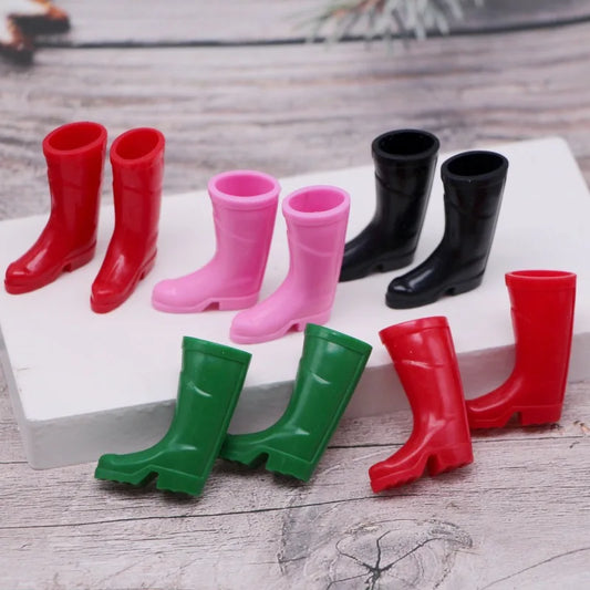 Dollhouse Mini Raainshoes Bjd Simulated Rainboots Ob11 Miniature Scene Gardening Silicone Shoes Straight Barrel Christmas Shoes