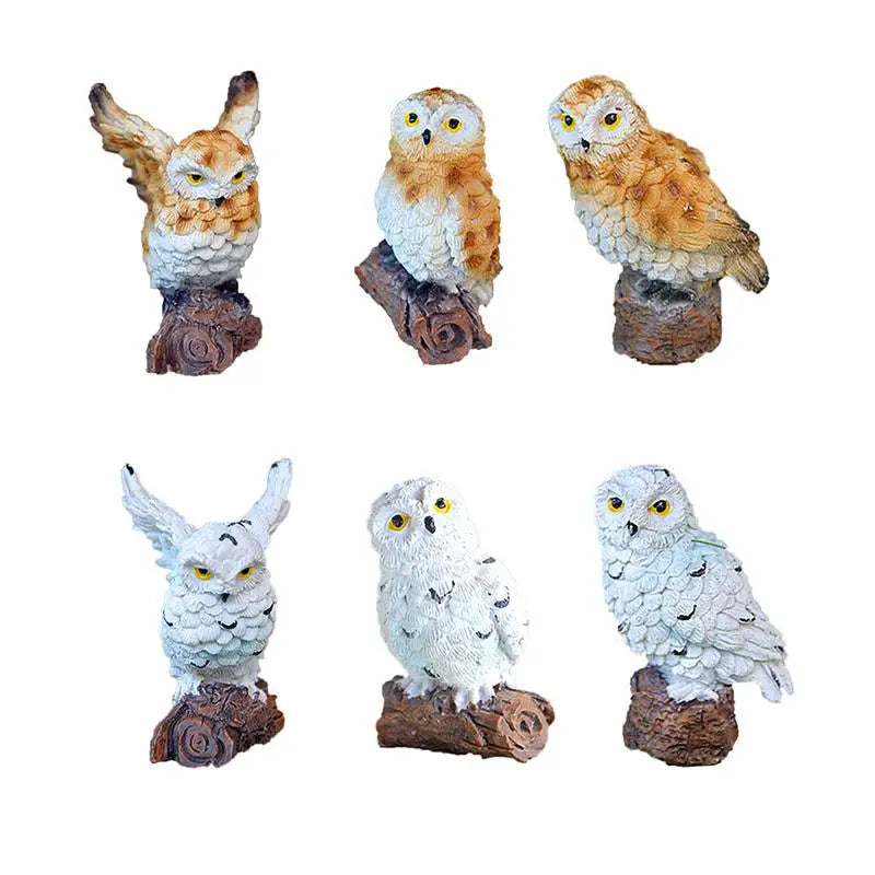 Garden Owl Figurines Realistic Animals Landscape Miniature Fairy Decoration For Moss Landscape Bonsai Crafts Home Decor