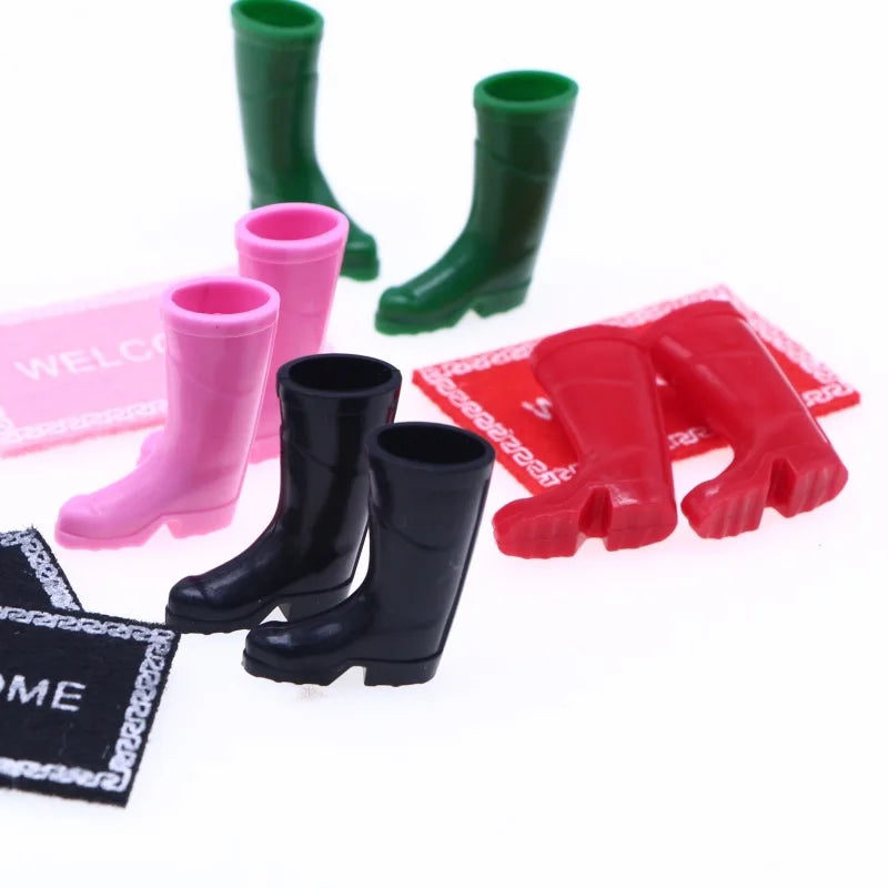 Dollhouse Mini Raainshoes Bjd Simulated Rainboots Ob11 Miniature Scene Gardening Silicone Shoes Straight Barrel Christmas Shoes