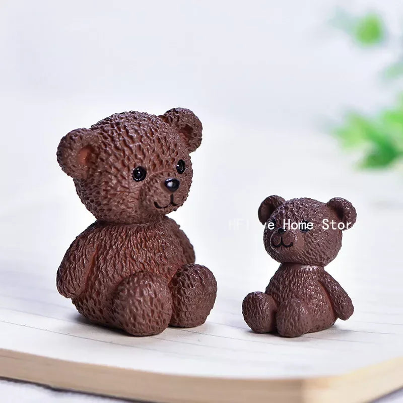 1Pc Resin Kawaii Bear Figurines Miniature Craft Fairy Garden Ornament Miniature Dollhouse Home Decoration Accessories Hot Sale