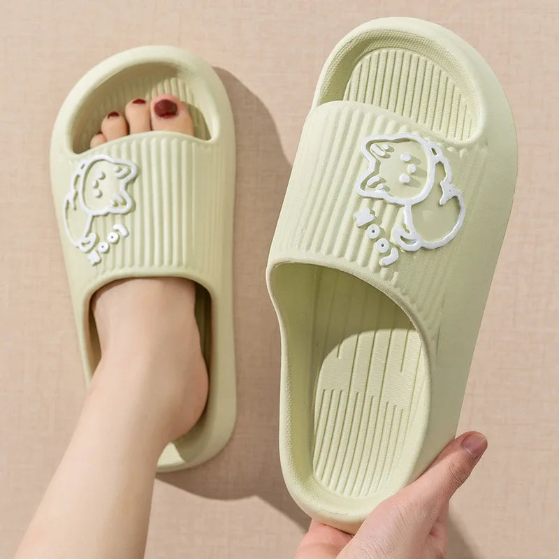 Cute Cat Women Slippers Home Sandals Bear Cartoon Flip Flops Beach Men Summer 2023 Couple Unisex No-Slip Slides Soft Sole Shoes