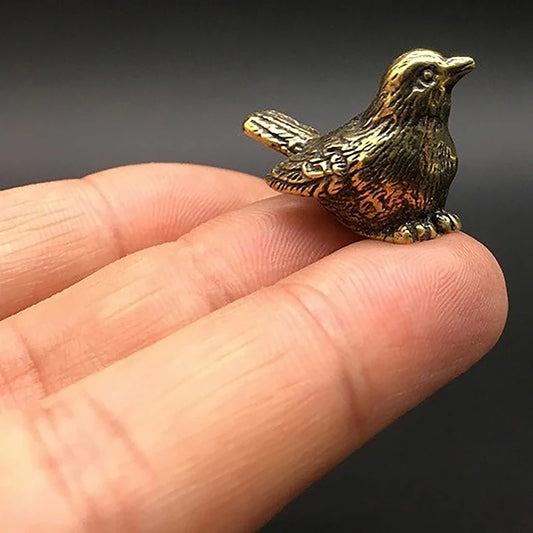 1Pc Retro Vintage Copper Bird Statue Ornaments Pet Bird Brass Animal Bird Figurines Miniatures Crafts for Home Decoration