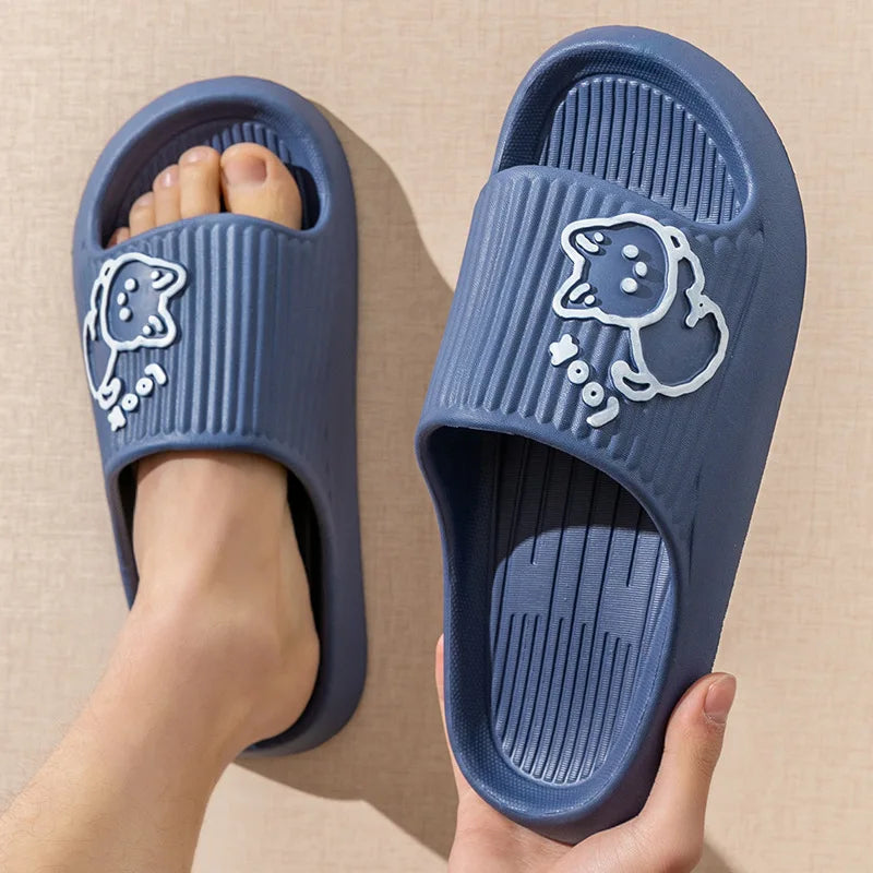 Cute Cat Women Slippers Home Sandals Bear Cartoon Flip Flops Beach Men Summer 2023 Couple Unisex No-Slip Slides Soft Sole Shoes