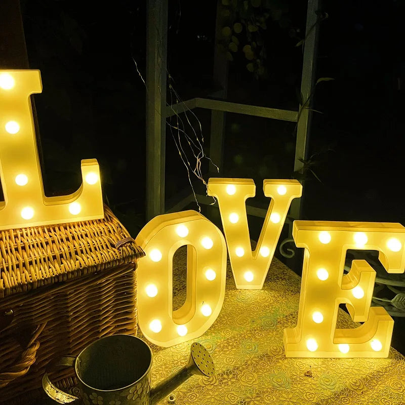 Alphabet LED Letter Lights Luminous Number Lamp Battery Night Light for Wedding Birthday Christmas Party  Home Decoration