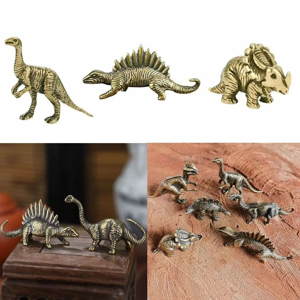 Solid Brass Jurassic Dinosaur Small Statue Office Desktop Ornaments Tea Pet Crafts Animal Figurines Miniatures Children Toy Gift