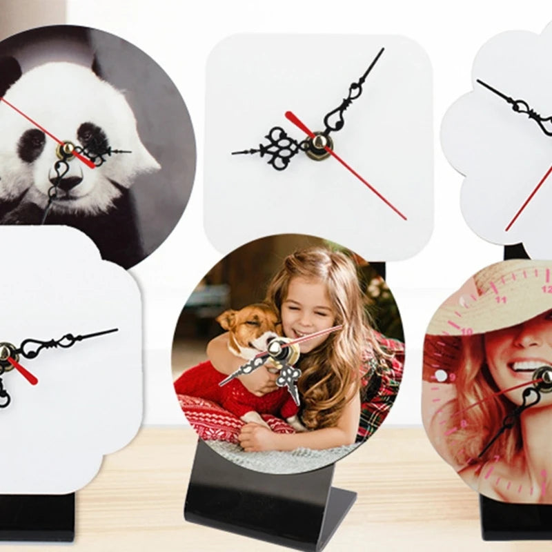 Sublimation Blank Photo Frame Clock for Heat Transfer Printing DIY Sublimation Clock Decoration for Bedroom Home Office