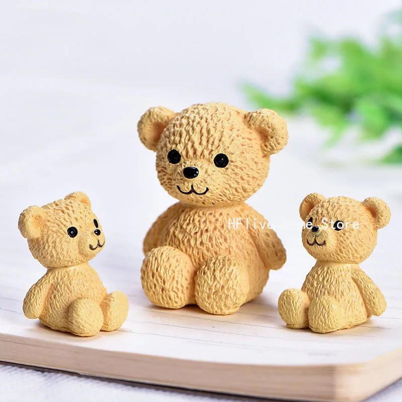 1Pc Resin Kawaii Bear Figurines Miniature Craft Fairy Garden Ornament Miniature Dollhouse Home Decoration Accessories Hot Sale