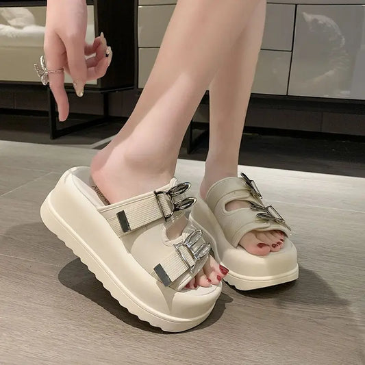 Women's Slippers and Ladies Sandals on Beach Slides Open Toe Summer 2024 Heeled Shoes Designer Animal Height Off White Unique 39