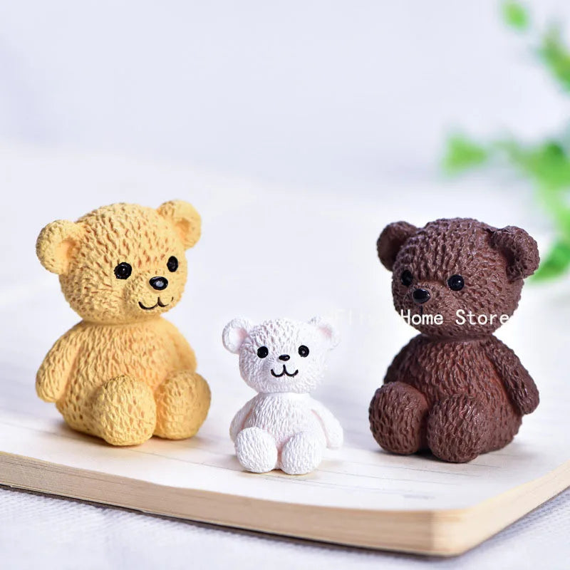 1Pc Resin Kawaii Bear Figurines Miniature Craft Fairy Garden Ornament Miniature Dollhouse Home Decoration Accessories Hot Sale