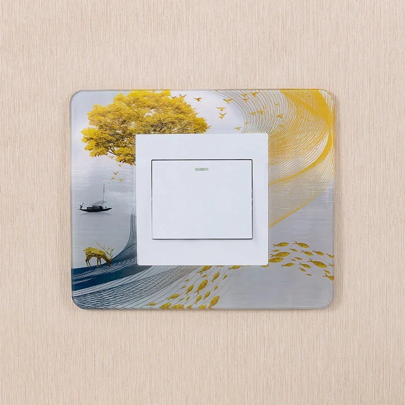 Modern simple style Acrylic Socket switch sticker Wall stickers Home decor Living room decoration Light switch cover plate T007