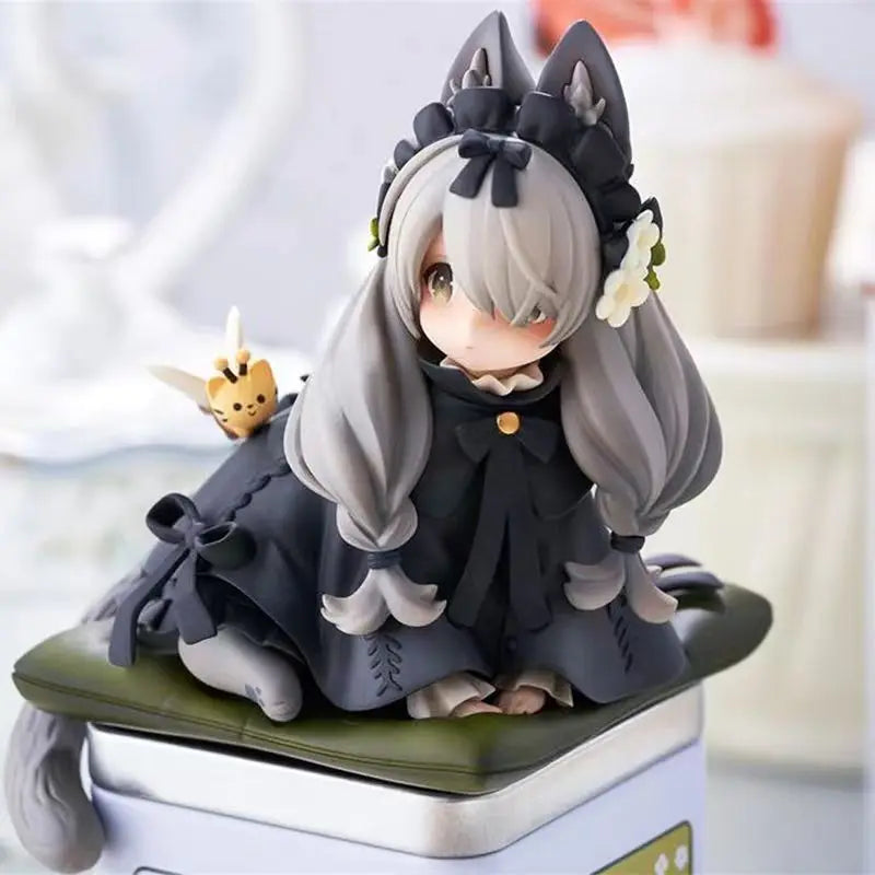 Cat Girl Lolita Figure Tea Box Anime Cute Ribose Star Statue Figurines Tea Can Jar Organizer Livingroom Decoration Home Ornament