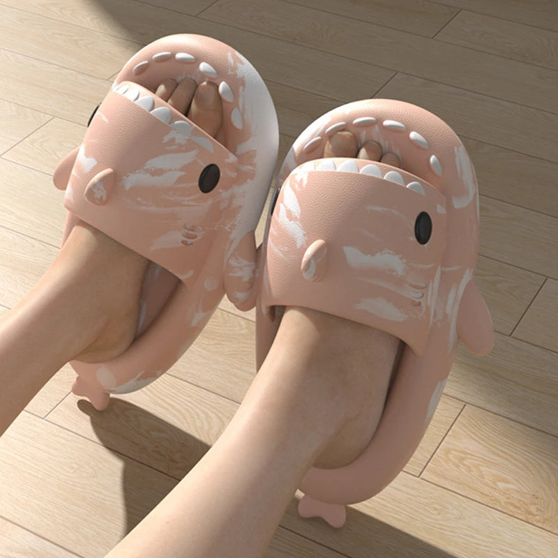 Bebealy Classic Shark Slippers Cute Women's Sandals Summer Lovely Non-slip Women Flat Sandals Outdoor Waterproof Beach Sandals