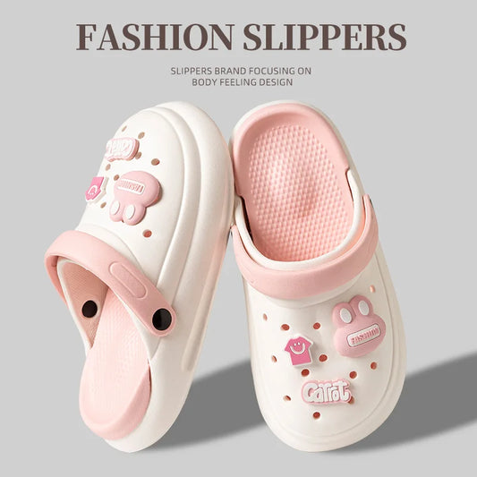 Summer Childrens Slippers Baby New Cute Soft Sole Sandals Indoor Soft Anti-Slip Girl Sandals Hole Shoes Kids Beach Shoes